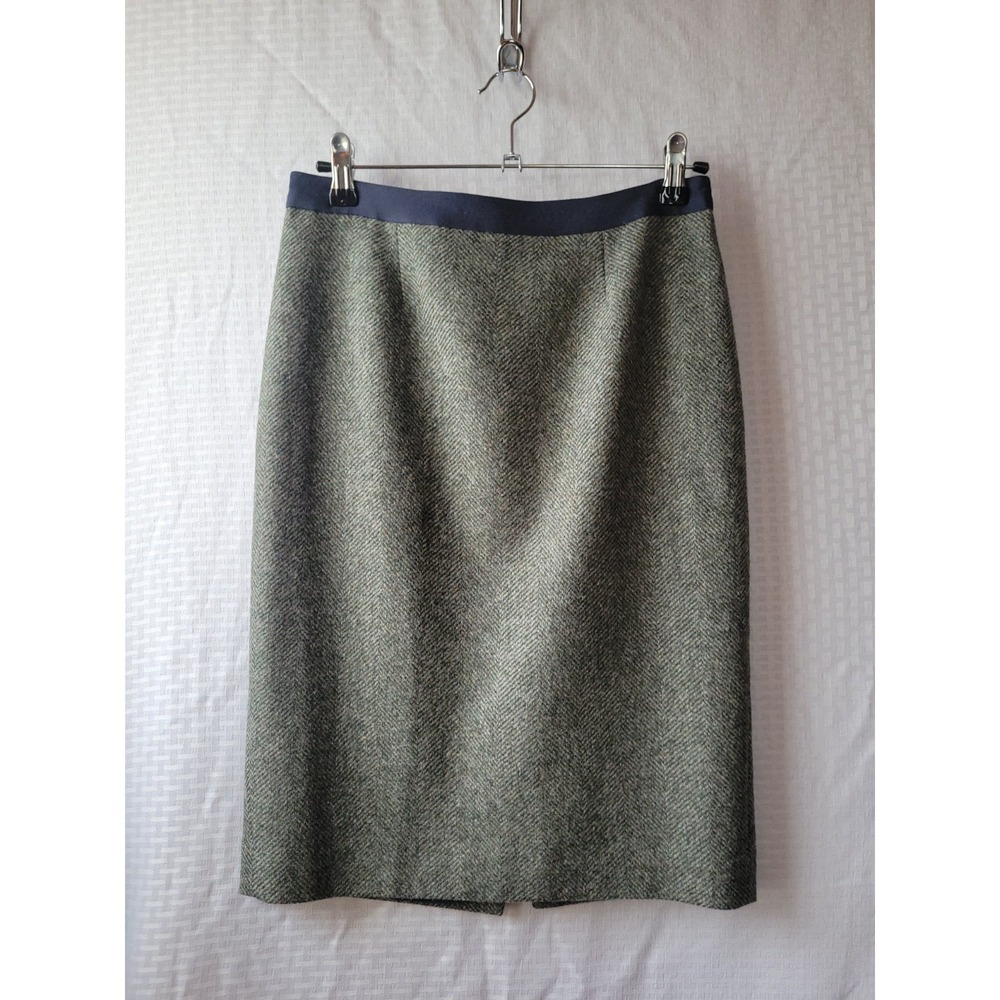 Boden British Tweed Gray Herringbone Wool Pencil Skirt Size 4R